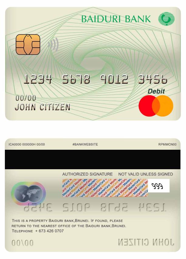 Brunei Baiduri bank master debit card